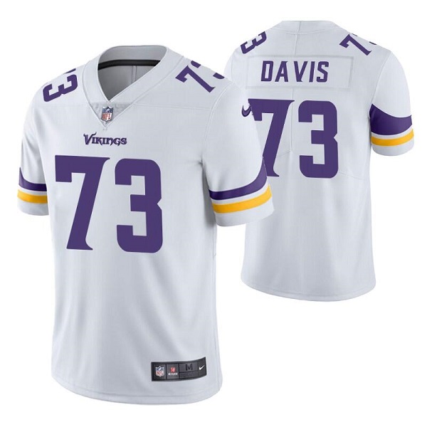 Men's Minnesota Vikings #73 Jesse Davis White Vapor Untouchable Stitched Jersey